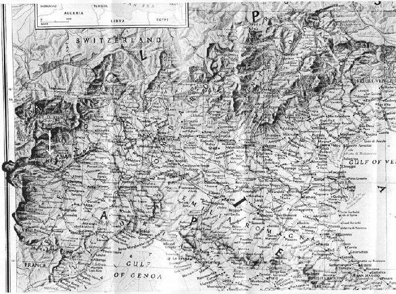 Map - Cogne, Italy Map of Northern Italy. Locations of birth towns of Joe Merlo (Nola, Turin, Italy) and wife, Annia (Lena) Girotti (Cogne, Turin, Italy).